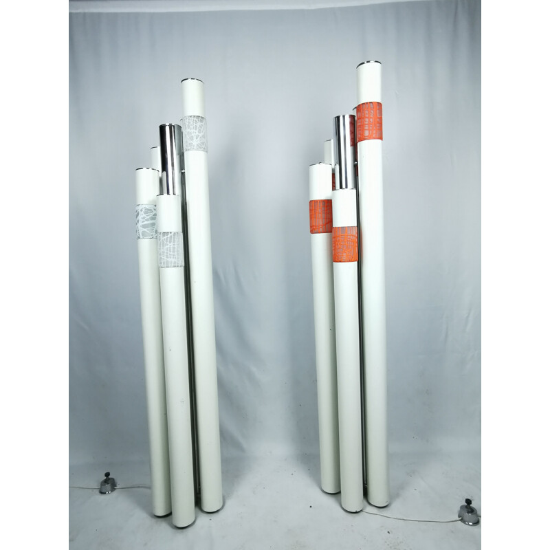 Pair of vintage floor lamps "Vanessa" in lacquered metal by Angelo Brotto for Esperia, 1970