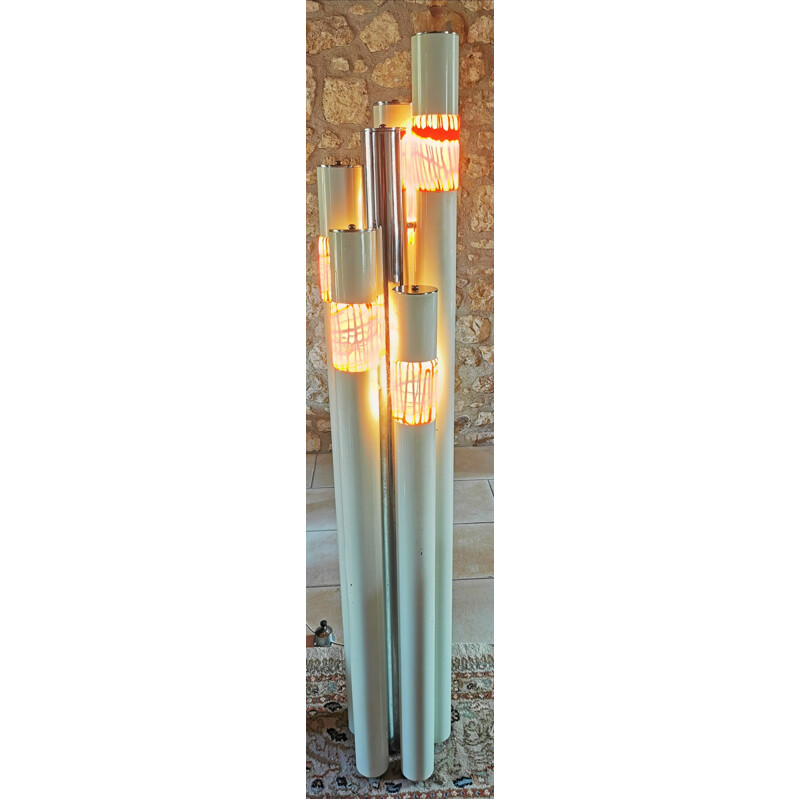 Pair of vintage floor lamps "Vanessa" in lacquered metal by Angelo Brotto for Esperia, 1970