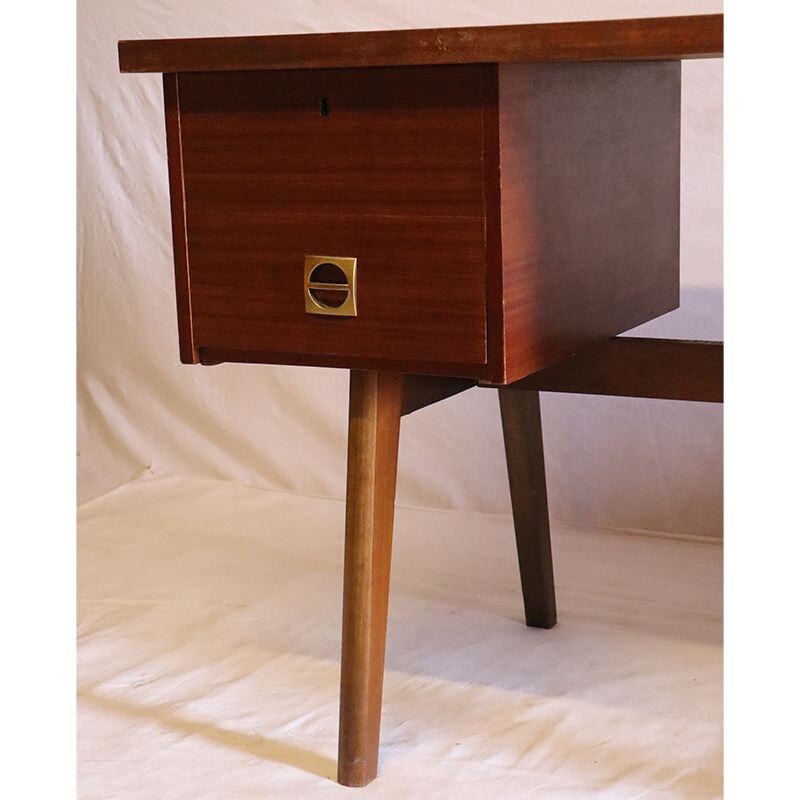 Vintage wooden desk with double storage 1960