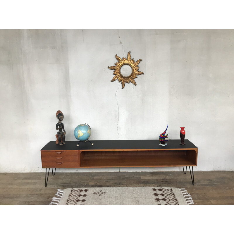 Vintage teak sideboard Scandinavian TV furniture 1960