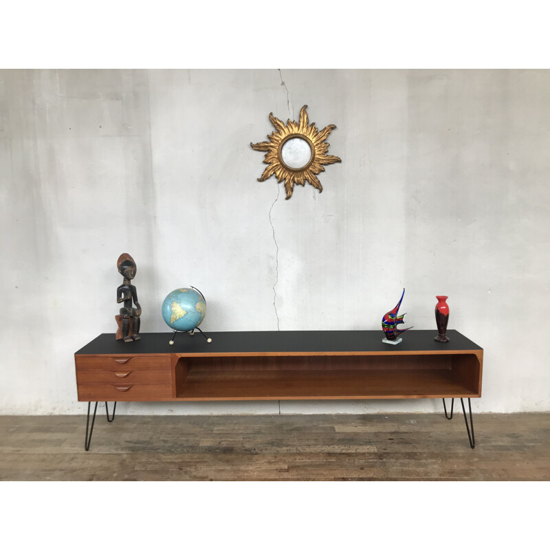 Vintage teak sideboard Scandinavian TV furniture 1960