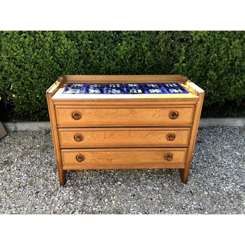 Commode vintage en chêne blond Guillerme et Chambron 1960