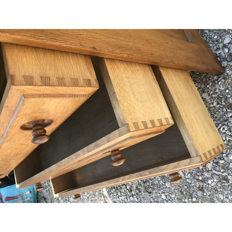 Vintage blond oak chest of drawers Guillerme et Chambron 1960