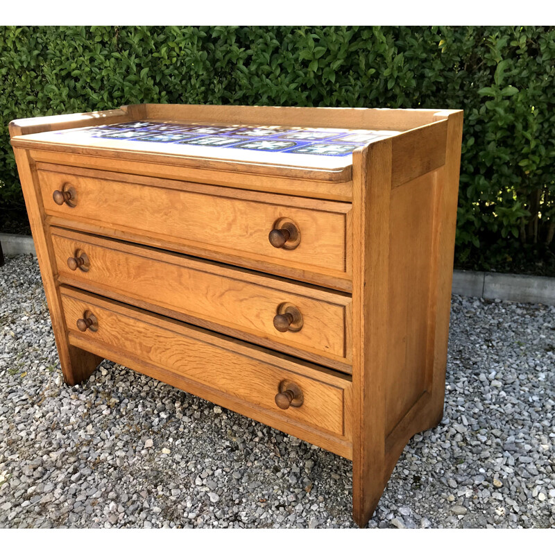 Vintage blond oak chest of drawers Guillerme et Chambron 1960