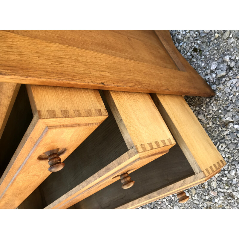 Vintage blond oak chest of drawers Guillerme et Chambron 1960