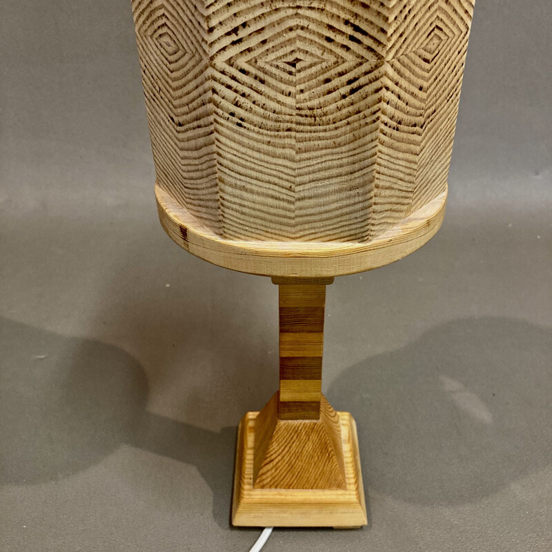 Vintage solid wood lamp Scandinavian 1950