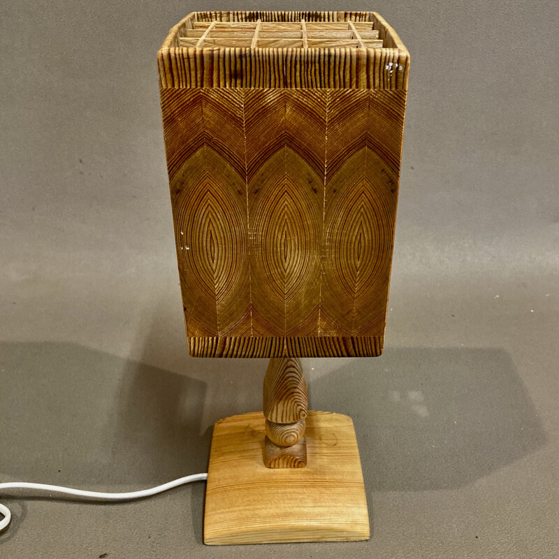 Vintage Scandinavian solid wood lamp 1950