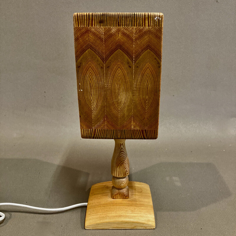 Vintage Scandinavian solid wood lamp 1950