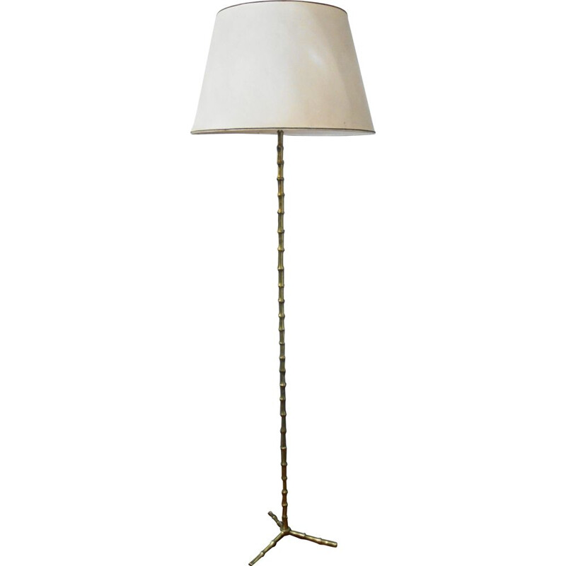 Vintage imitation bamboo floor lamp by Baguès,1960