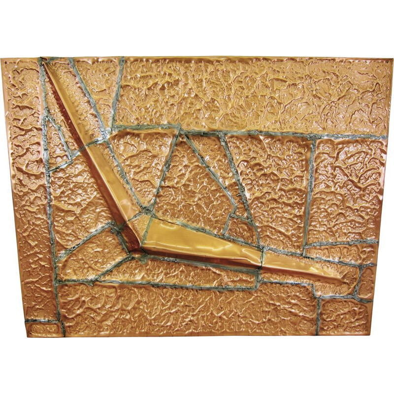 Large vintage Brutalist copper Artwork 1980s 