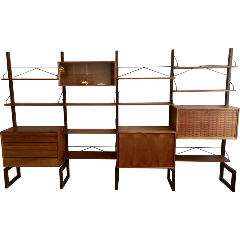 Modulares, freistehendes Vintage-Teakholzregal von Poul Cadovius , Dänemark 1960