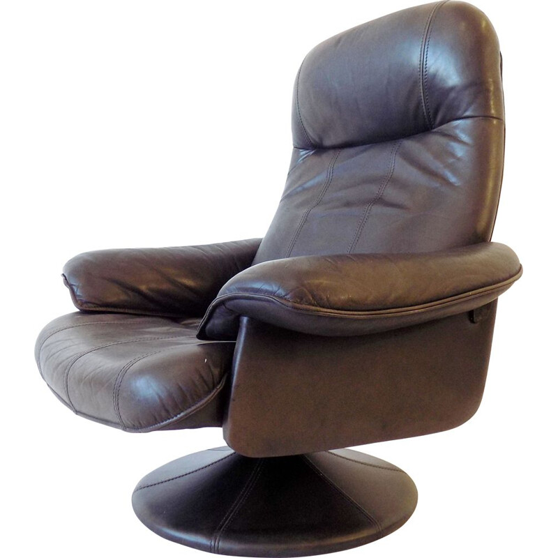 Vintage loungechair Thams Kvalitet brown danish leather 1970s