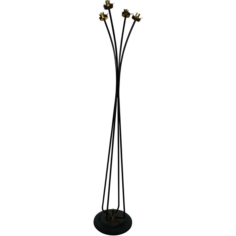 Vintage black metal floor lamp 4 branches