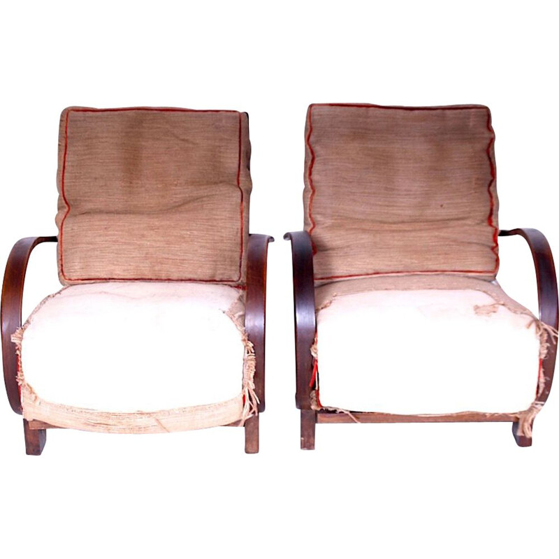 Pair of vintage armchairs designed by Jindřich Halabala, 1920s