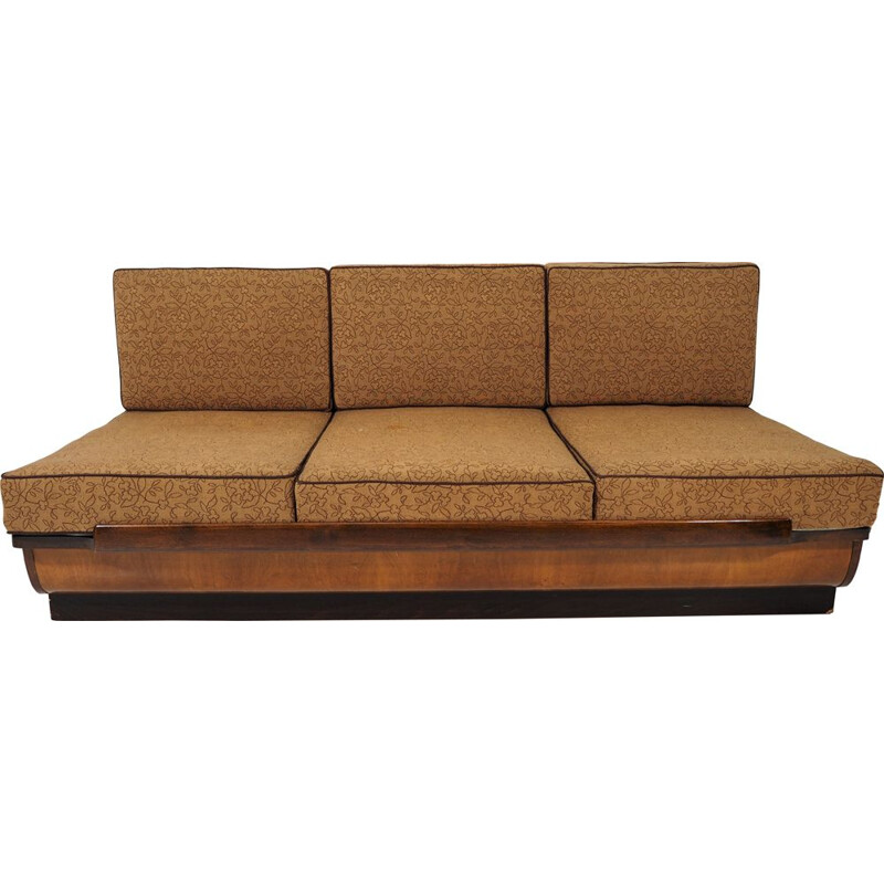 Vintage walnut Sofa Bed,Art Deco 1960s