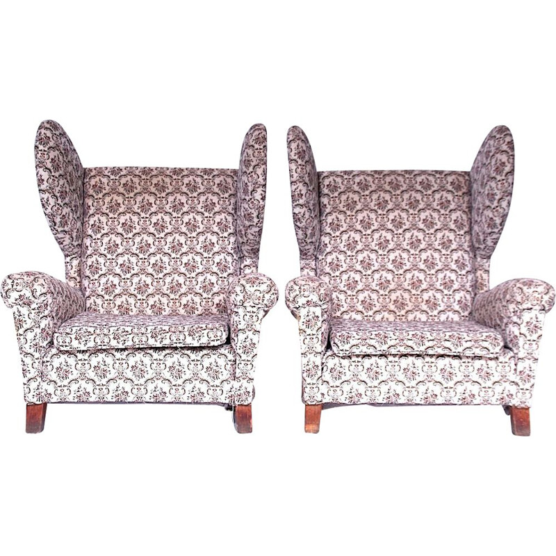 Pair of vintage wing chairs, 1960s