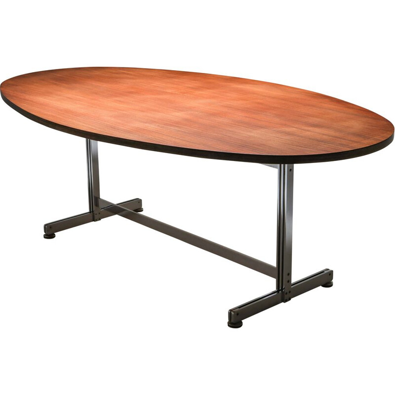 Vintage Jules Wabbes Oval Dining Table for Mobilier Universel 1960s