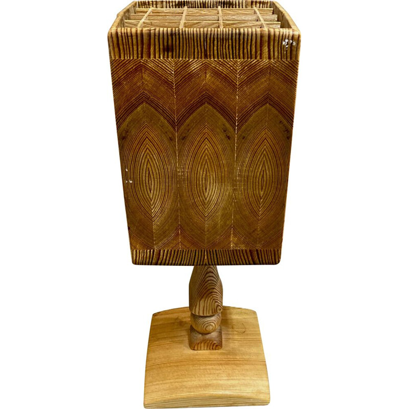 Vintage Scandinavian solid wood lamp 1950