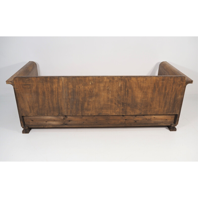 Vintage Walnut Sofa, Art Deco 1940s