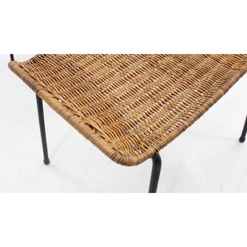 Set of 5 vintage stool Gian Franco Legler wicker Bonacina 1950s