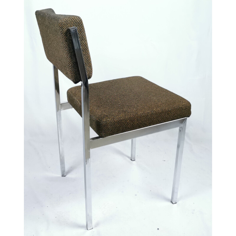 Set of 8 Vintage chromed metal chairs 1970 