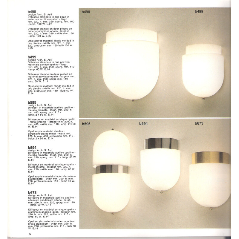 Set of 4 Candle wall lamps in acrylic, Sergio ASTI - 1960s