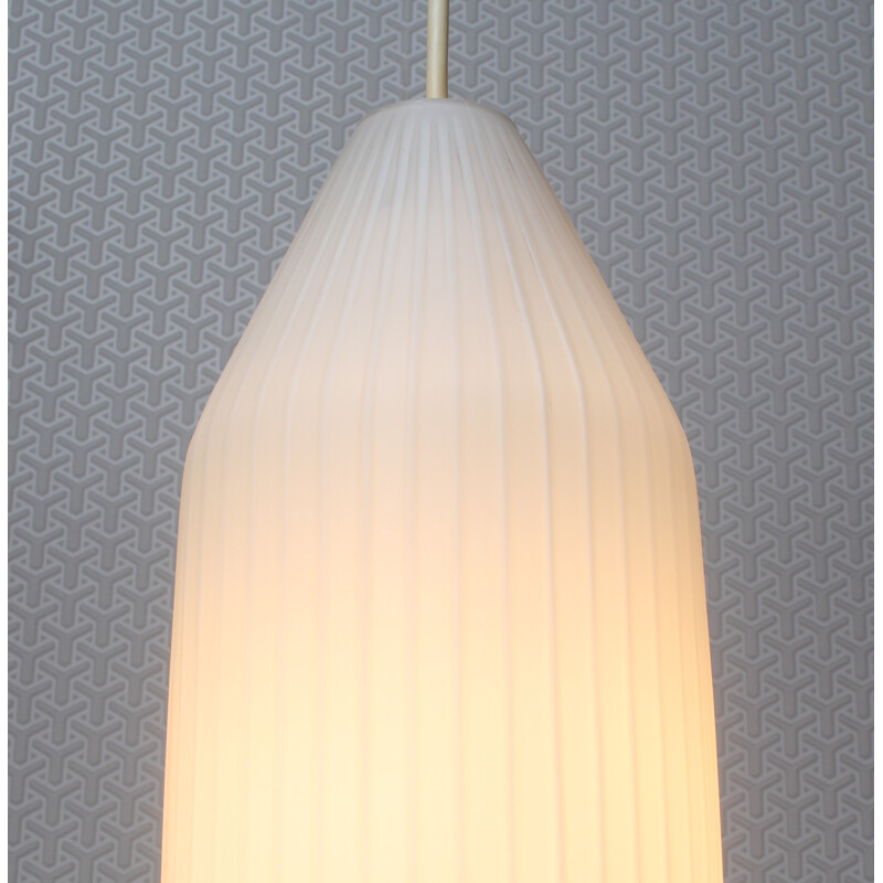 Peill & Putlzer white ceiling lamp in opaline, Aloys GANGKOFNER - 1950s