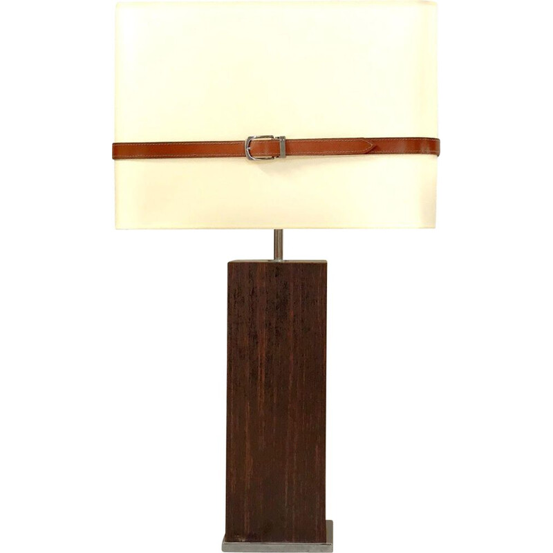 Vintage lamp with 1970 Macassar imitation laminate base