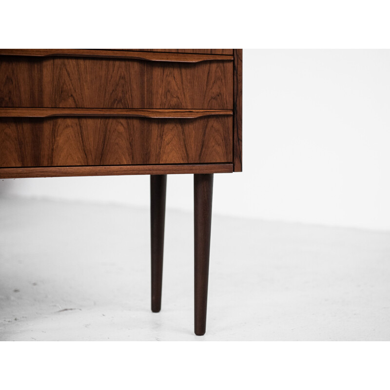 Small midcentury chest of 3 drawers in rosewood with round legs Danish 1960