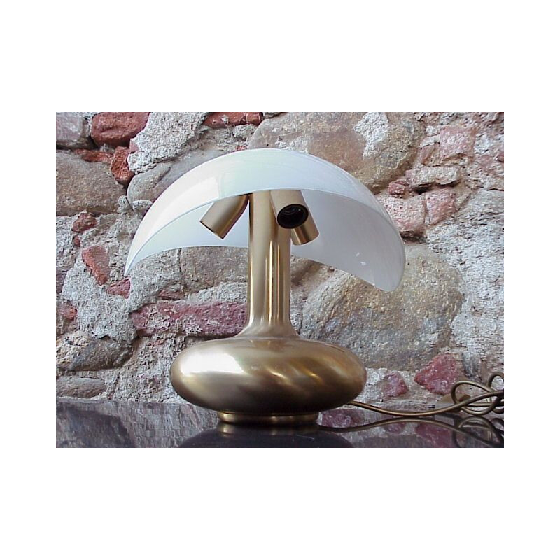 Lámpara de mesa vintage de latón y cristal Veart Venecia Italia 1970