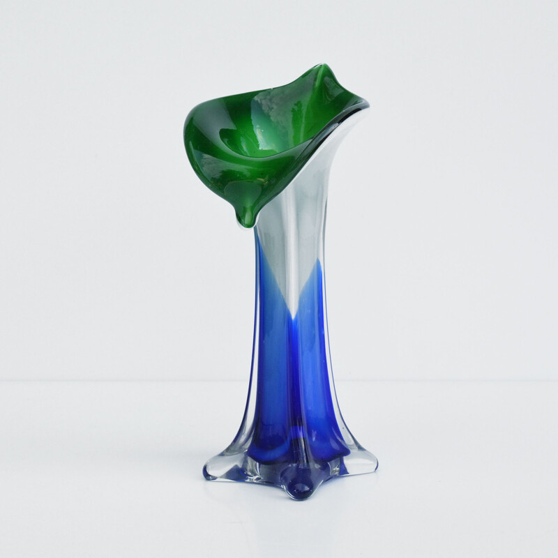 Vintage Calla glass vase, Murano Italy 1980s