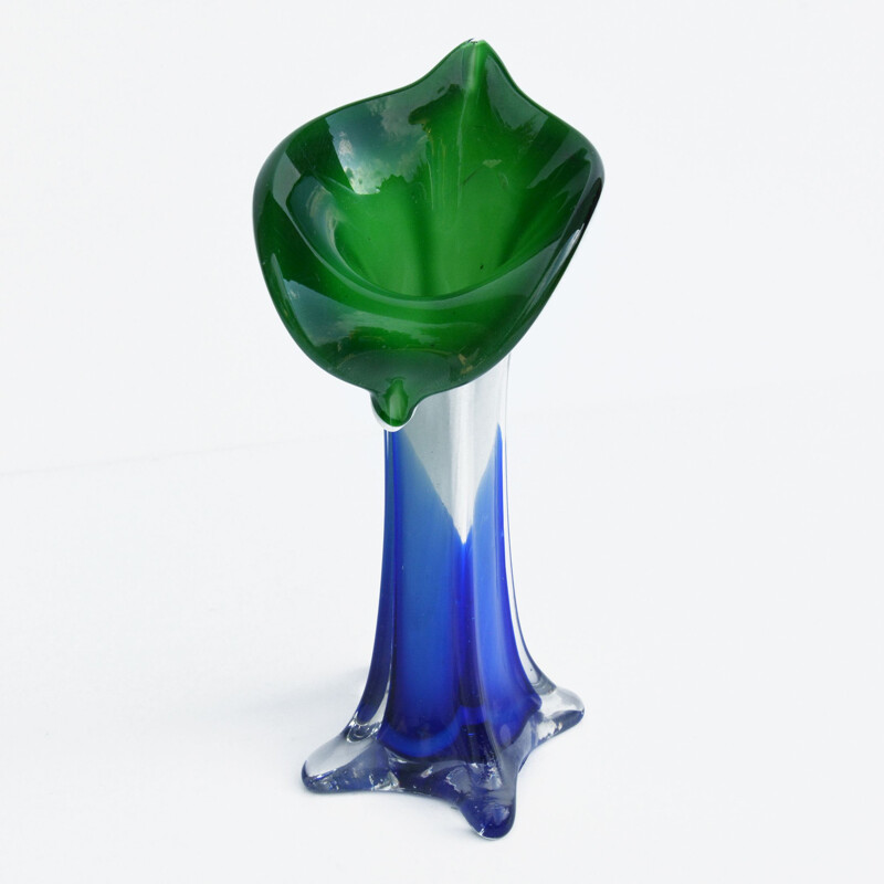 Vintage Calla glass vase, Murano Italy 1980s