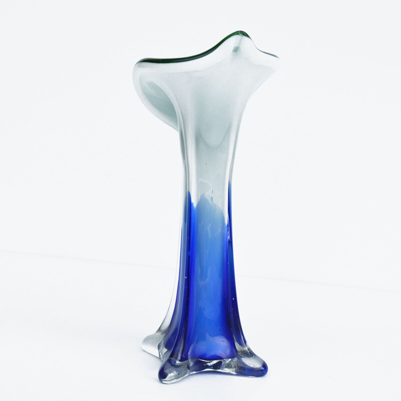 Vintage Calla glass vase, Murano Italy 1980s