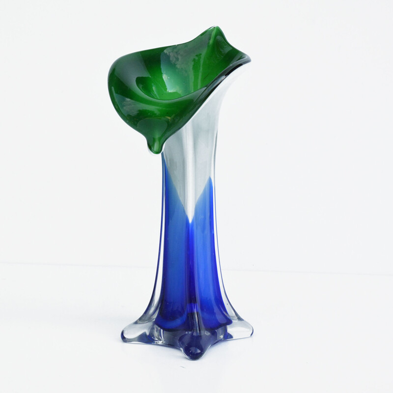 Vintage Calla glass vase, Murano Italy 1980s