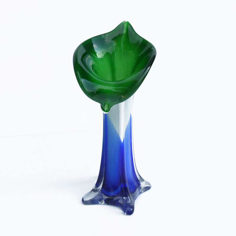 Vintage Calla glass vase, Murano Italy 1980s