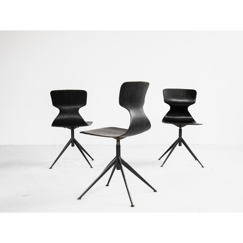 Midcentury industrial black Pagholz chair on central base 1960