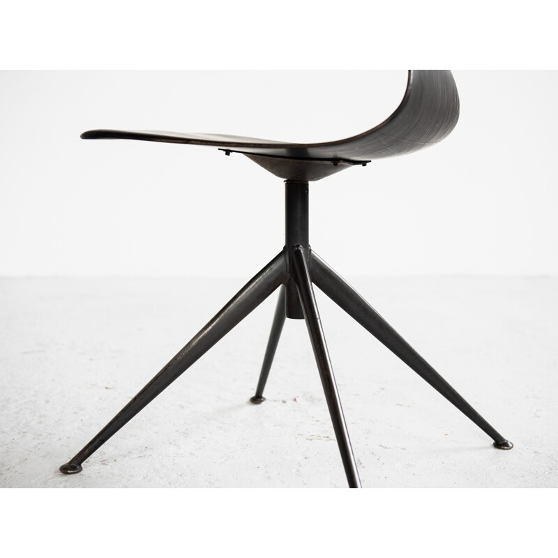 Midcentury industrial black Pagholz chair on central base 1960