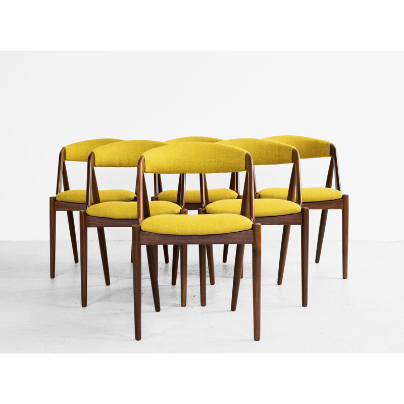 Midcentury set of 6 dining chairs in teak by Kai Kristiansen Danish 1960