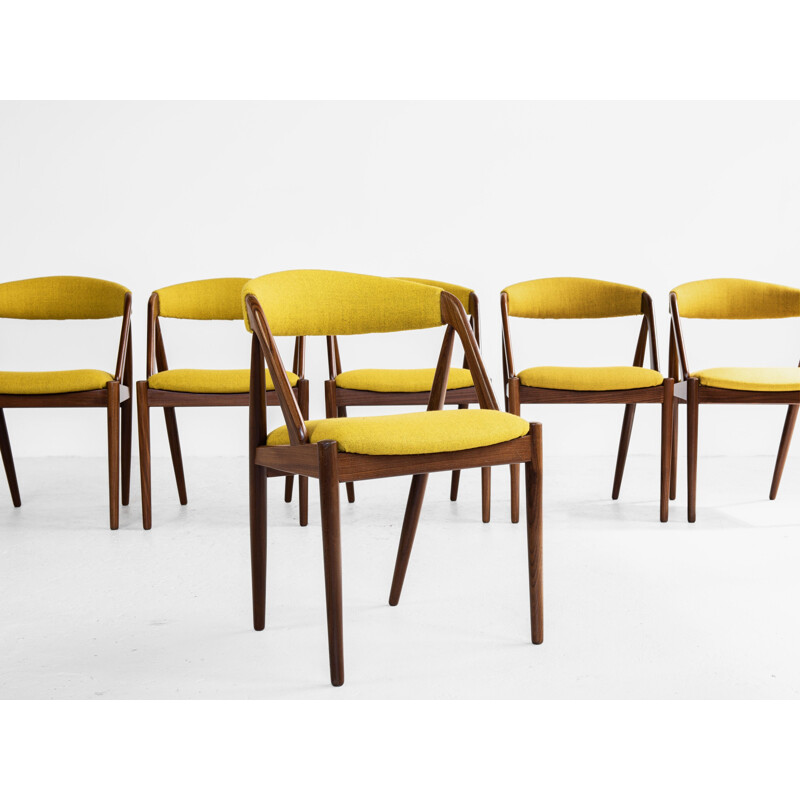 Midcentury set of 6 dining chairs in teak by Kai Kristiansen Danish 1960