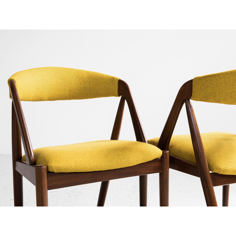 Midcentury set of 6 dining chairs in teak by Kai Kristiansen Danish 1960