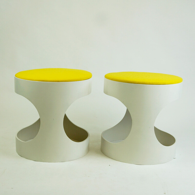 Pair of vintage white Stools by Opal Germany 1960s