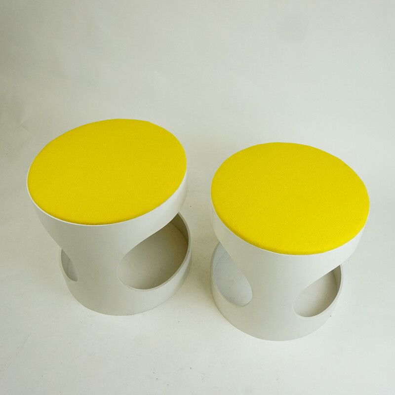 Pair of vintage white Stools by Opal Germany 1960s