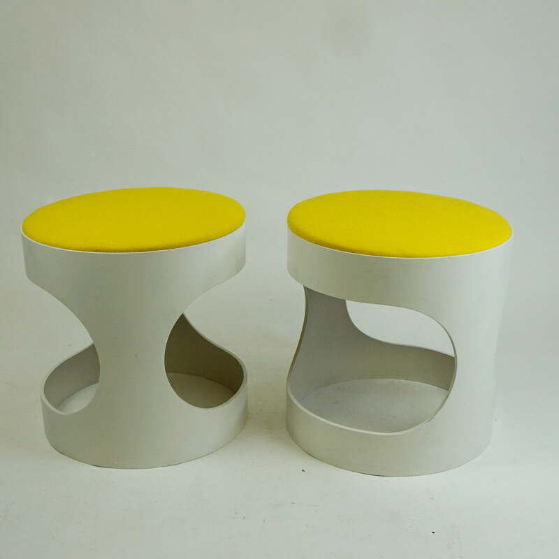 Pair of vintage white Stools by Opal Germany 1960s