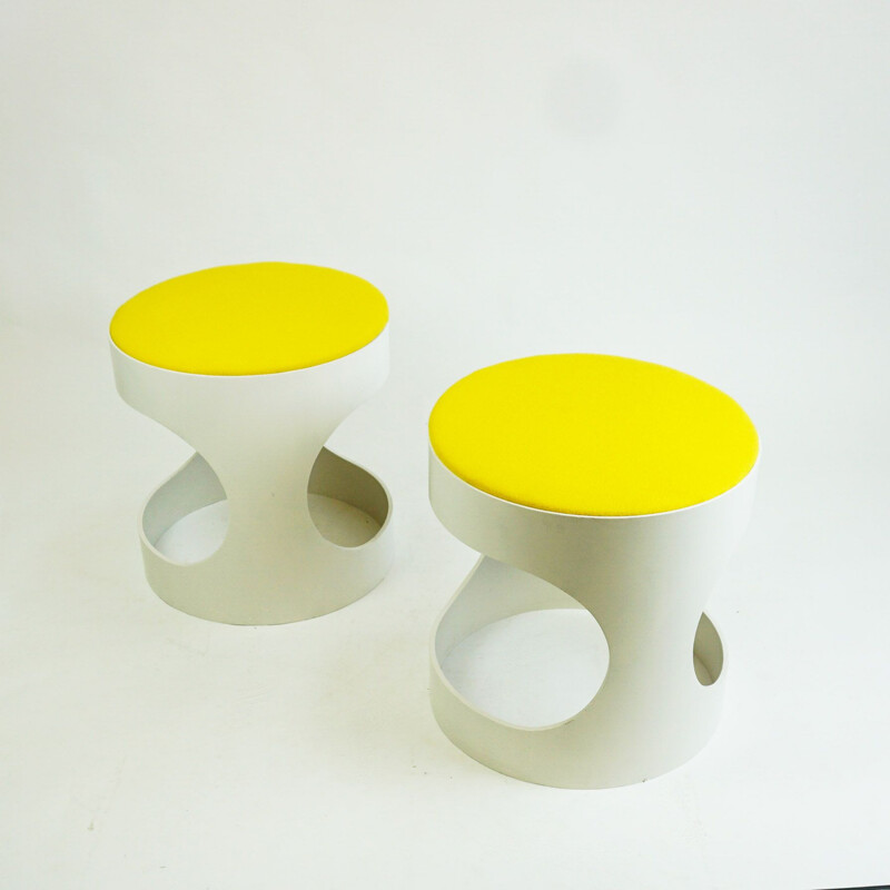 Pair of vintage white Stools by Opal Germany 1960s