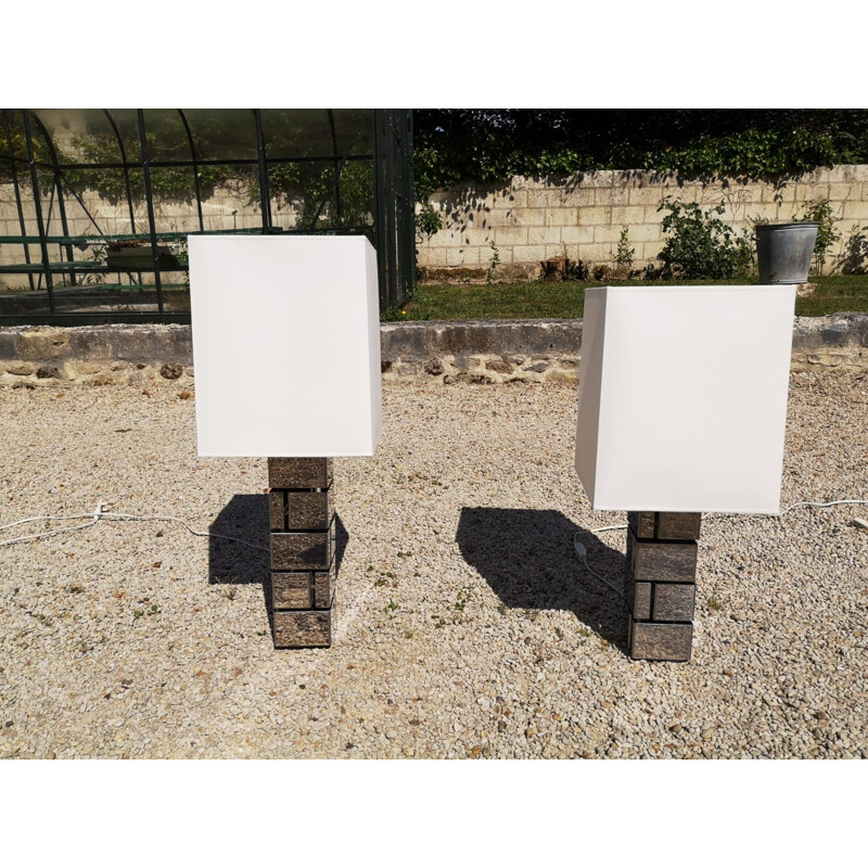 Pair of Building Vintage lamps by Curtis Jere 1970