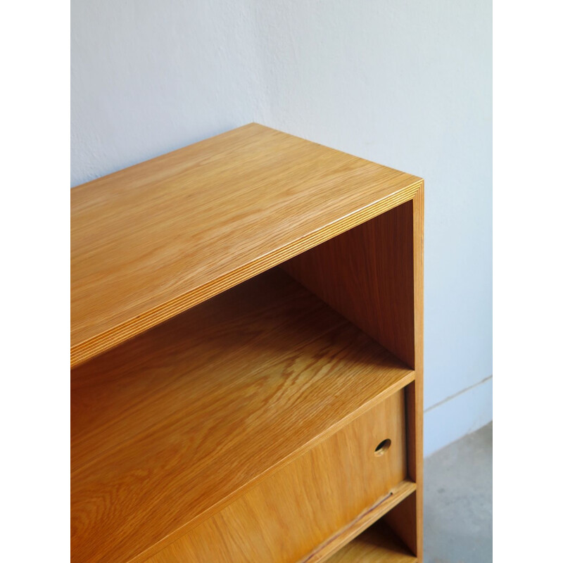 Vintage Bookcase Plywood with oak veneers in metal base