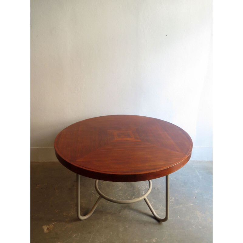 Vintage Bauhaus table in wood and metal 1930s