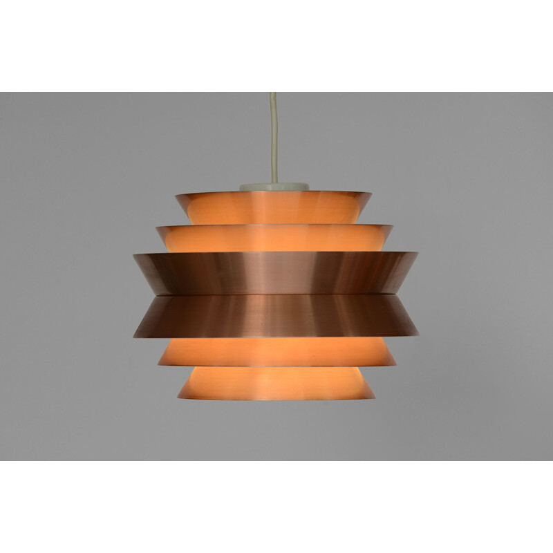 Vintage Pendant light 'Trava' in copper aluminium by Carl Thore (Sigurd Lindkvist) for Granhaga Metallindustri Sweden 1960s