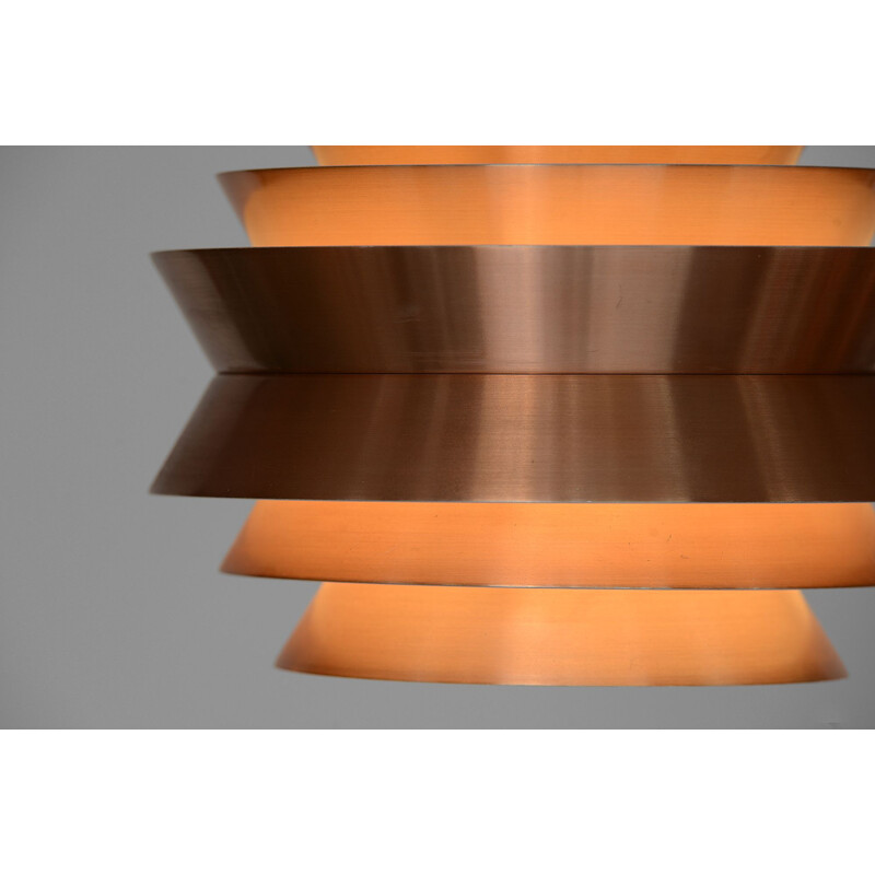 Vintage Pendant light 'Trava' in copper aluminium by Carl Thore (Sigurd Lindkvist) for Granhaga Metallindustri Sweden 1960s