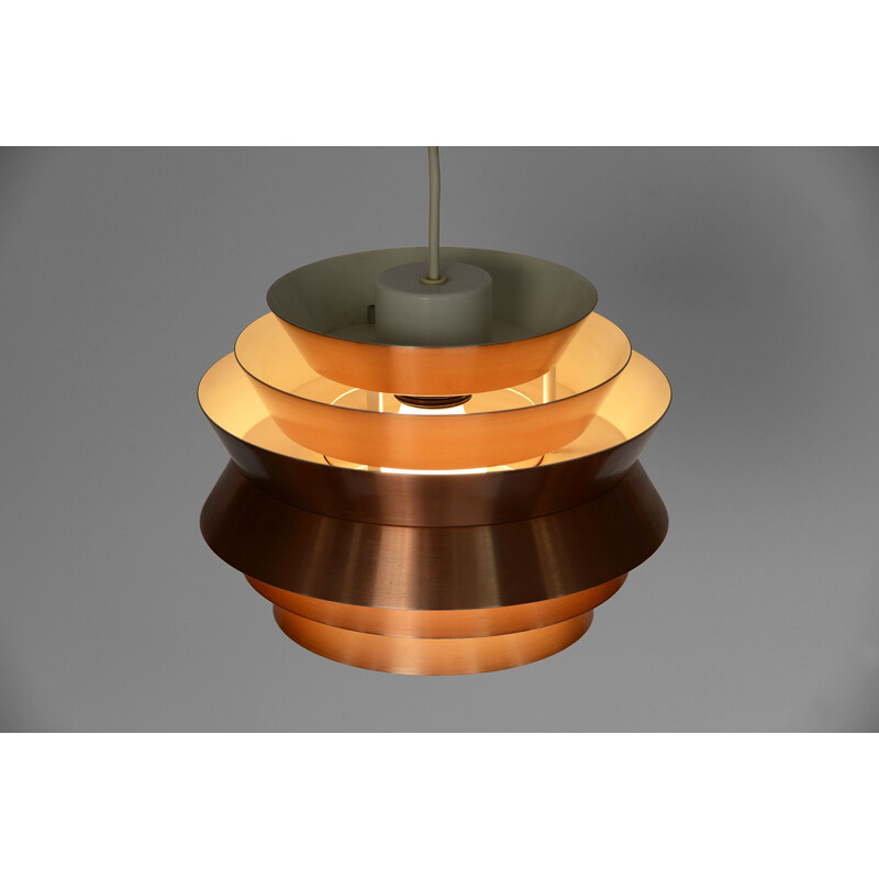 Vintage Pendant light 'Trava' in copper aluminium by Carl Thore (Sigurd Lindkvist) for Granhaga Metallindustri Sweden 1960s